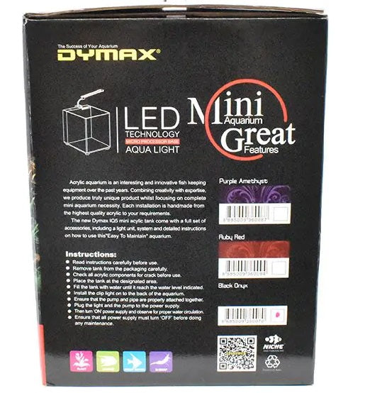 Dymax IQ5 Mini Acrylic Freshwater Aquarium - Black Onyx